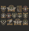 vintage colorful military emblems set vector image