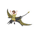 professor on pterodactylus in cartoon style vector image vector image