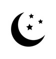 black moon and stars icon isolated on white vector image