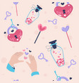 saint valentines day heart locks and keys pattern vector image