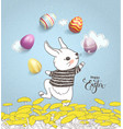 funny hand drawn baby rabbit wearing striped t vector image vector image