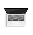 realistic laptop on blue background top view vector image vector image