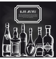 bottles on chalkboard bar menu background vector image vector image
