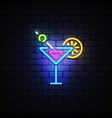 cocktail neon for concept design banner design vector image vector image