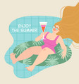 funny girl swimming on a inflatable circle vector image