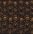 halloween seamless pattern on black background vector image vector image