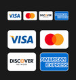visa mastercard american express logo icons set vector image vector image