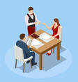 dinner in restaurant young couple having vector image