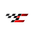 letter c with racing flag logo vector image vector image