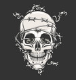 human skull in barbed wire vector image vector image