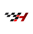 letter h with racing flag logo vector image vector image