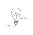 plant inside lightbulb in one line drawing vector image