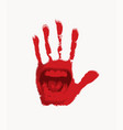 banner with open mouth on a red human palm vector image vector image