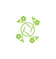 circle green leaf beauty logo vector image