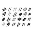 hand drawn hashtag signs grunge brush hash vector image vector image