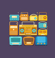 retro tape recorders and radios vector image vector image