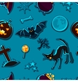 happy halloween seamless pattern with stickers vector image