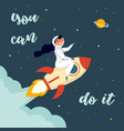 woman astronaut riding a rocket you can do vector image