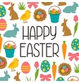 happy easter greeting card with decorative objects vector image