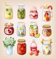 mason jars with things vector image vector image