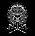 american indian chief skull with crossed tomahawks vector image vector image