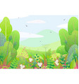 floral border and spring landscape vector image