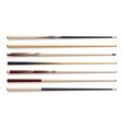 realistic set wooden billiard cues vector image vector image