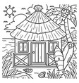 summer tropical hut coloring page for kids vector image