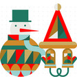 poster christmas snowman in cubism style vector image vector image