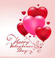 3d heart balloons valentine card vector image vector image
