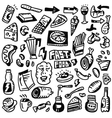 fast food doodles set vector image