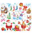 set of christmas objects isolated vector image