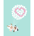 cute lovely couple boy and girl with balloons cart vector image