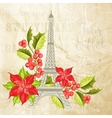 eiffel tower with lavender flowers vector image