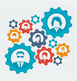 people avatars in cogwheels teamwork concept vector image vector image