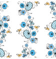 seamless background decorative blue flowers vector image