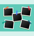five photo frames sticked tape background vector image vector image