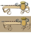 color banner spear and crown vector image vector image