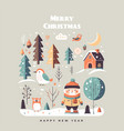 merry christmas happy new year greetings card vector image vector image