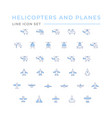set color line icons helicopters and planes vector image