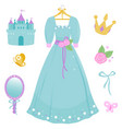 beautiful blue princess dress vector image vector image