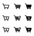 black shopping cart icon set vector image vector image