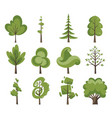 decorative trees icon set flat trees in a flat vector image