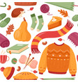 autumn set seamless pattern vector image vector image
