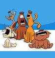 barking or howling dogs cartoon characters group vector image