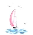 boat with sails and seagulls made vector image
