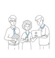 doodle business people team businessmen and woman vector image
