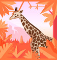 flat geometric jungle background with giraffe vector image