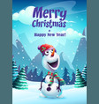 cartoon snowman greeting vector image