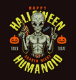 halloween colorful vintage print vector image